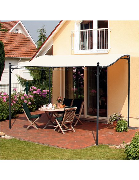 Outsunny Elegant Pergola Gazebo Metal Frame Elegant Scrolling Weather-Resistant Canopy Sun Rain Shade Garden Outdoor Shelter 3x3 - pic 11385 | FastDaddyshop