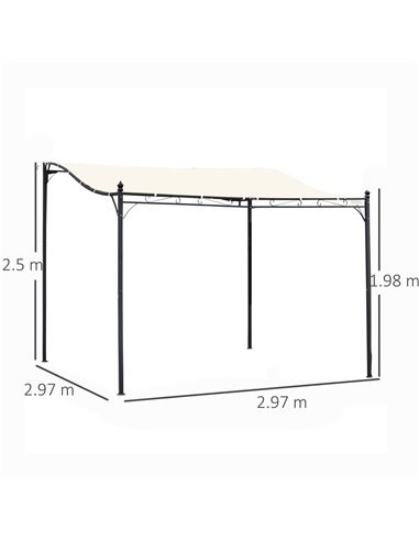Outsunny Elegant Pergola Gazebo Metal Frame Elegant Scrolling Weather-Resistant Canopy Sun Rain Shade Garden Outdoor Shelter 3x3