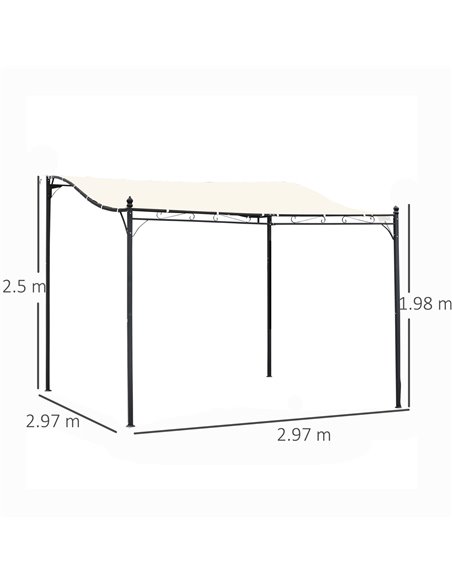 Outsunny Elegant Pergola Gazebo Metal Frame Elegant Scrolling Weather-Resistant Canopy Sun Rain Shade Garden Outdoor Shelter 3x3 - pic 11386 | FastDaddyshop
