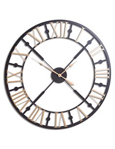 Hill Interiors Black And Gold Skeleton Clock 20795
