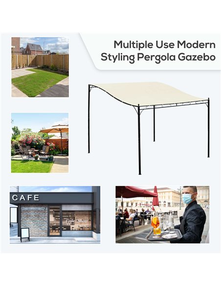 Outsunny Elegant Pergola Gazebo Metal Frame Elegant Scrolling Weather-Resistant Canopy Sun Rain Shade Garden Outdoor Shelter 3x3 - pic 11389 | FastDaddyshop
