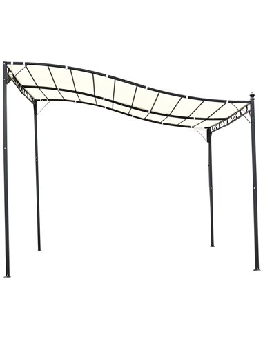 Outsunny Elegant Pergola Gazebo Metal Frame Elegant Scrolling Weather-Resistant Canopy Sun Rain Shade Garden Outdoor Shelter 3x3