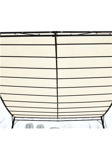 Outsunny Elegant Pergola Gazebo Metal Frame Elegant Scrolling Weather-Resistant Canopy Sun Rain Shade Garden Outdoor Shelter 3x3