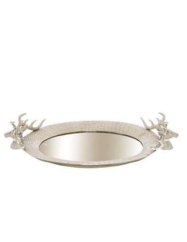 Hill Interiors Large Mirrored Tray With Stag Heads 22241