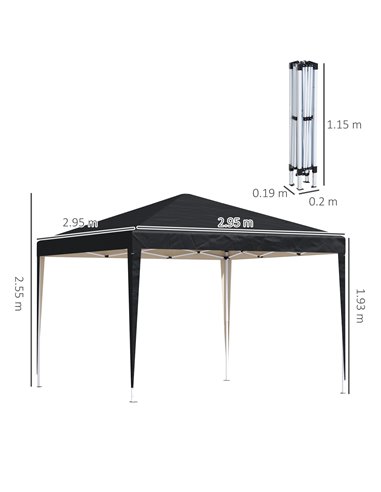 Outsunny 3 x 3 meter Garden Heavy Duty Pop Up Gazebo Marquee Party Tent Folding Wedding Canopy Black UV Protection