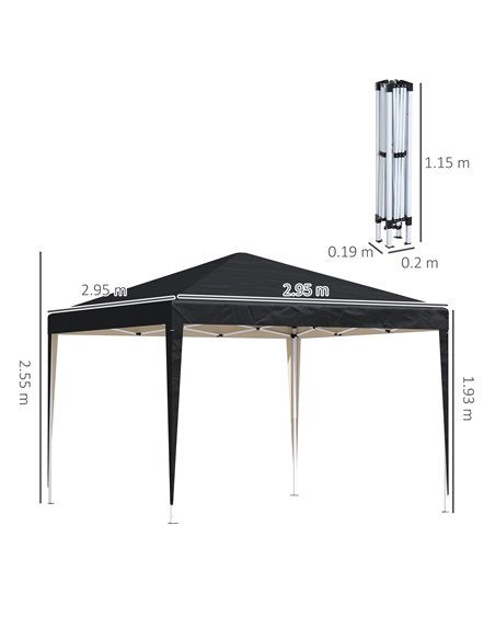 Outsunny 3 x 3 meter Garden Heavy Duty Pop Up Gazebo Marquee Party Tent Folding Wedding Canopy Black UV Protection - pic 11394 | FastDaddyshop