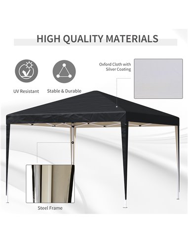 Outsunny 3 x 3 meter Garden Heavy Duty Pop Up Gazebo Marquee Party Tent Folding Wedding Canopy Black UV Protection