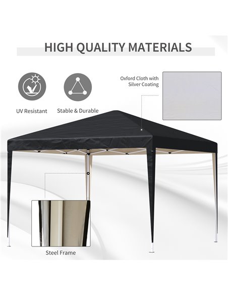 Outsunny 3 x 3 meter Garden Heavy Duty Pop Up Gazebo Marquee Party Tent Folding Wedding Canopy Black UV Protection - pic 11395 | FastDaddyshop