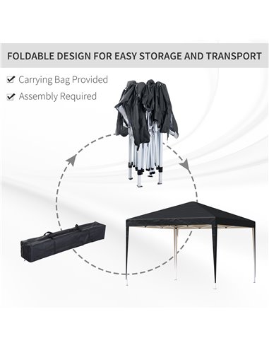 Outsunny 3 x 3 meter Garden Heavy Duty Pop Up Gazebo Marquee Party Tent Folding Wedding Canopy Black UV Protection