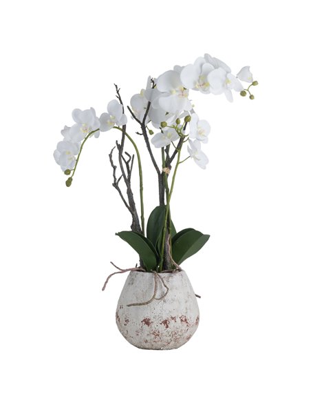 Hill Interiors White Orchid In Stone Pot 19956 - pic 113975 | FastDaddyshop