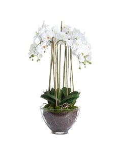 Hill Interiors Large White Orchid In Glass Pot 19959