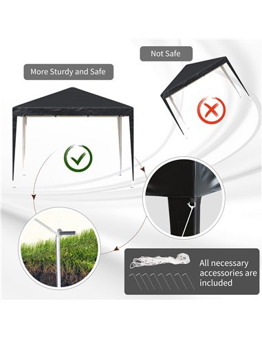 Outsunny 3 x 3 meter Garden Heavy Duty Pop Up Gazebo Marquee Party Tent Folding Wedding Canopy Black UV Protection