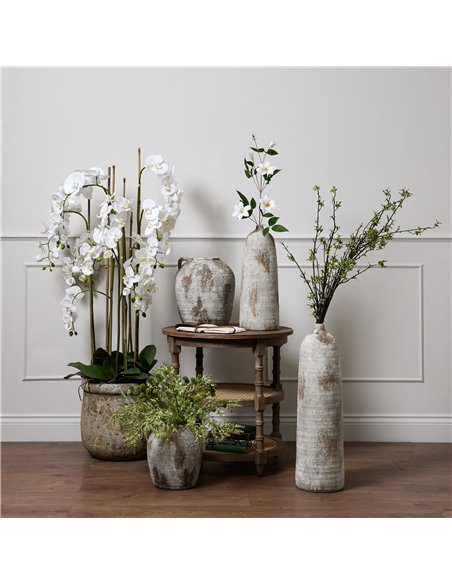 Hill Interiors Large White Orchid In Antique Stone Pot 22641 - pic 113993 | FastDaddyshop