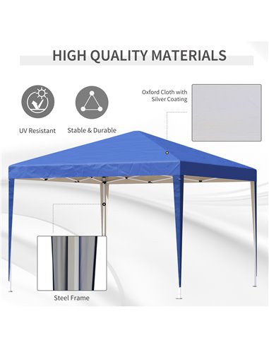 Outsunny 3 x 3M Garden Pop Up Gazebo Marquee Party Tent Wedding Canopy (Blue) + Carrying Bag