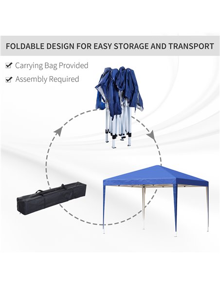 Outsunny 3 x 3M Garden Pop Up Gazebo Marquee Party Tent Wedding Canopy (Blue) + Carrying Bag - pic 11404 | FastDaddyshop