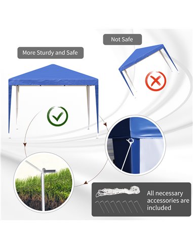 Outsunny 3 x 3M Garden Pop Up Gazebo Marquee Party Tent Wedding Canopy (Blue) + Carrying Bag