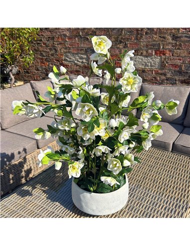 Hill Interiors Large White Hellebore In Grey Pot 23767