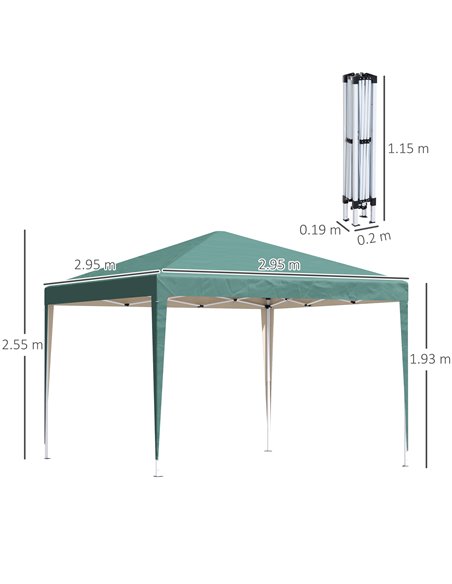 Outsunny 3x3 m Pop Up Gazebo Heavy Duty Gazebo , 210 D Oxford Cloth-Green - pic 11410 | FastDaddyshop