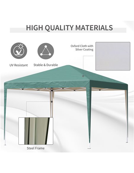 Outsunny 3x3 m Pop Up Gazebo Heavy Duty Gazebo , 210 D Oxford Cloth-Green - pic 11411 | FastDaddyshop