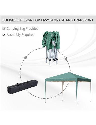 Outsunny 3x3 m Pop Up Gazebo Heavy Duty Gazebo , 210 D Oxford Cloth-Green
