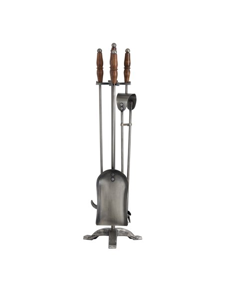 Hill Interiors Hand Turned Fire Companion Set In Antique Pewter With Wooden Handles 19103 - pic 114126 | FastDaddyshop