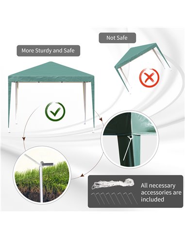 Outsunny 3x3 m Pop Up Gazebo Heavy Duty Gazebo , 210 D Oxford Cloth-Green