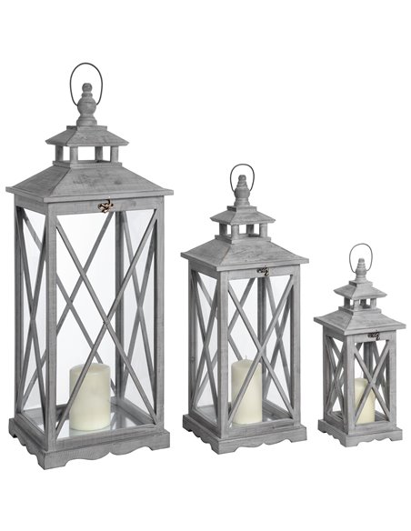 Hill Interiors Set Of Three Wooden Lanterns With Traditional Cross Section 17459 - pic 114185 | FastDaddyshop