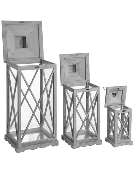 Hill Interiors Set Of Three Wooden Lanterns With Traditional Cross Section 17459 - pic 114187 | FastDaddyshop