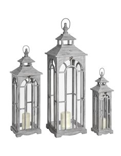 Hill Interiors Set Of Three Wooden Lanterns With Archway Design 17461