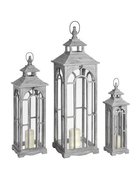 Hill Interiors Set Of Three Wooden Lanterns With Archway Design 17461 - pic 114188 | FastDaddyshop