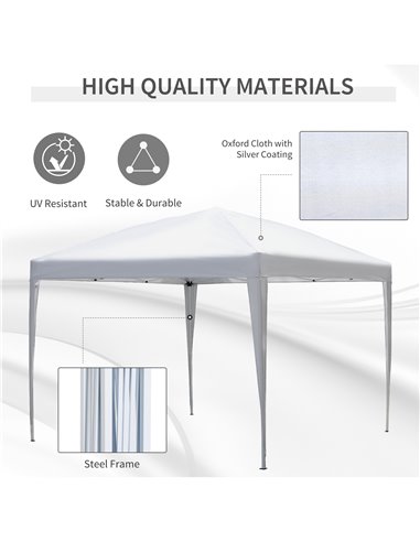 Outsunny 3 x 3 meter Garden Heavy Duty Pop Up Gazebo Marquee Party Tent Folding Wedding Canopy-White
