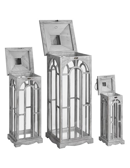 Hill Interiors Set Of Three Wooden Lanterns With Archway Design 17461 - pic 114190 | FastDaddyshop