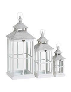 Hill Interiors Set Of 3 White Window Style Lanterns With Open Top 19494