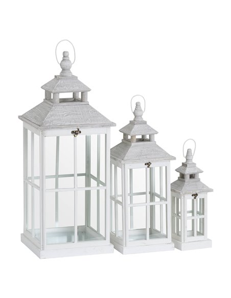 Hill Interiors Set Of 3 White Window Style Lanterns With Open Top 19494 - pic 114193 | FastDaddyshop
