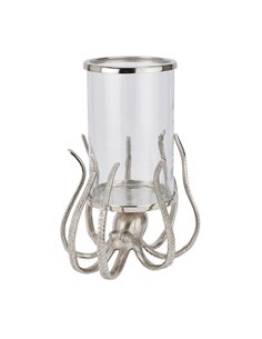 Hill Interiors Large Silver Octopus Candle Hurricane Lantern 22224