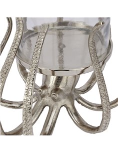 Hill Interiors Large Silver Octopus Candle Hurricane Lantern 22224 2