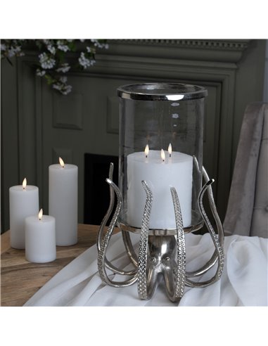 Hill Interiors Large Silver Octopus Candle Hurricane Lantern 22224