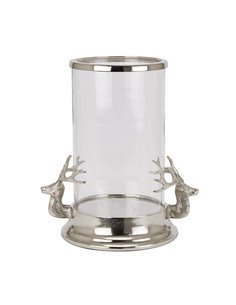 Hill Interiors Silver Stag Heads Hurricane Lantern 22704
