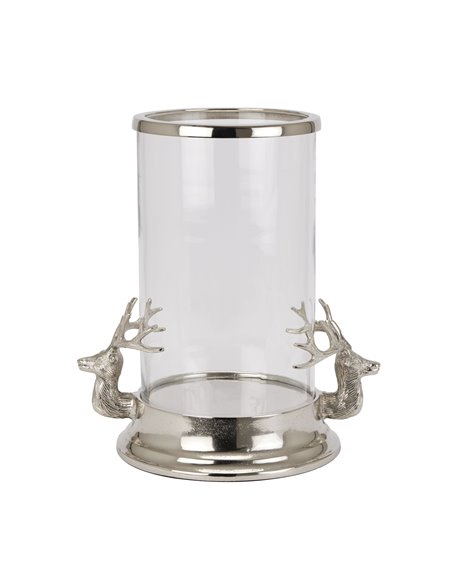 Hill Interiors Silver Stag Heads Hurricane Lantern 22704 - pic 114201 | FastDaddyshop