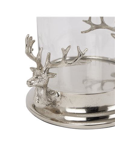 Hill Interiors Silver Stag Heads Hurricane Lantern 22704