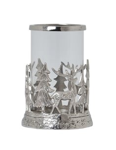 Hill Interiors Silver Stag Scene Hurricane Lantern 22705