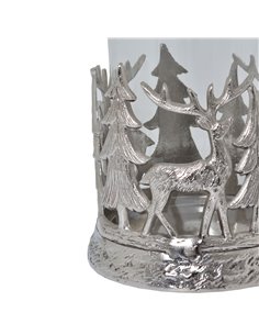 Hill Interiors Silver Stag Scene Hurricane Lantern 22705 2