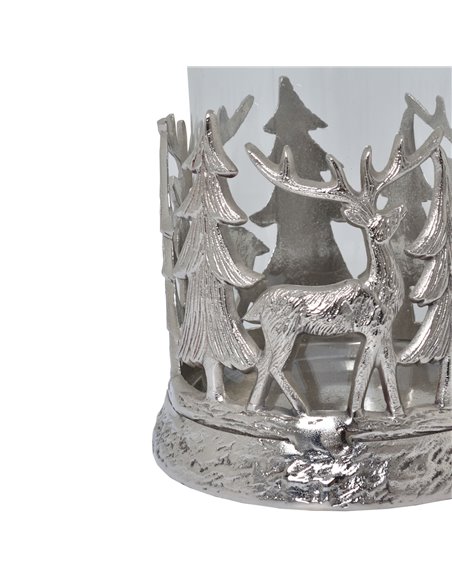 Hill Interiors Silver Stag Scene Hurricane Lantern 22705 - pic 114206 | FastDaddyshop