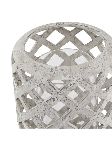 Hill Interiors Large Grey Stone Effect Hurricane Lantern 23661 - pic 114211 | FastDaddyshop
