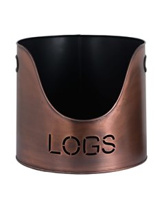 Hill Interiors Copper Finish Logs And Kindling Buckets & Matchstick Holder 19141 2