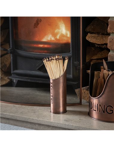 Hill Interiors Copper Finish Logs And Kindling Buckets & Matchstick Holder 19141