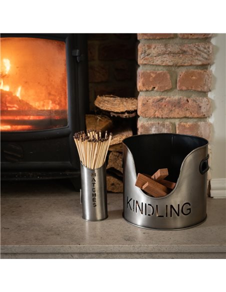Hill Interiors Pewter Finish Logs And Kindling Buckets & Matchstick Holder 19142 - pic 114237 | FastDaddyshop