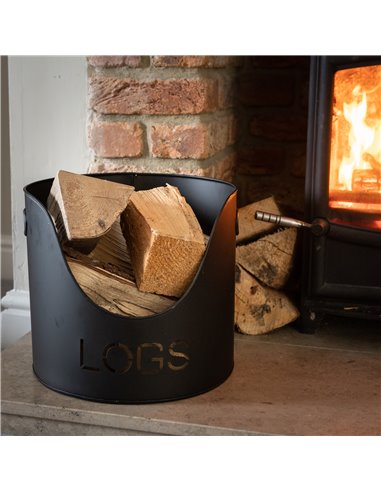 Hill Interiors Black Finish Logs And Kindling Buckets & Matchstick Holder 19143