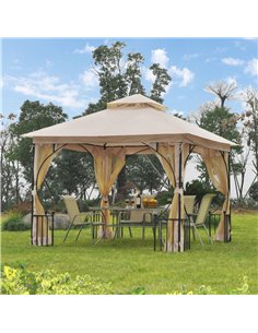 Outsunny 3x3m Garden Gazebo Patio Outdoor with Metal Frame, Beige 2