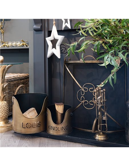 Hill Interiors Bronze Finish Logs And Kindling Buckets & Matchstick Holder 20050 - pic 114258 | FastDaddyshop